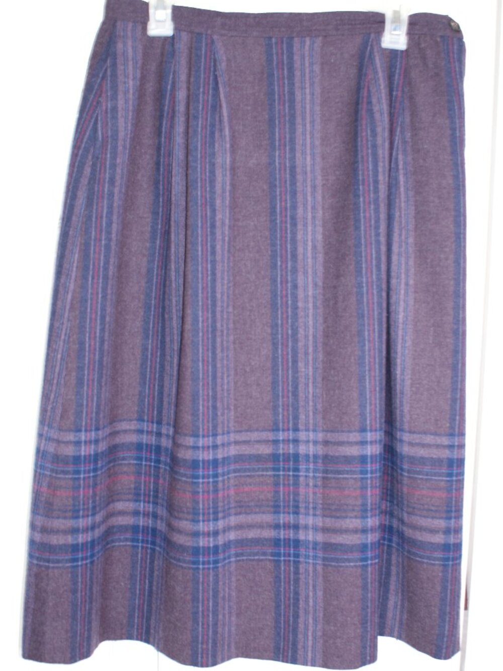 Pendleton Wool Purple and Blue Plaid A-Line Midi Skirt - 14 - EUC - Picture 2 of 16